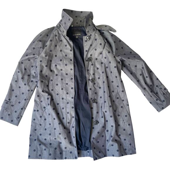 Banana Republic Polka Dot Raincoat Women’s Belted Trench-Belt Missing-Medium - Picture 2 of 10